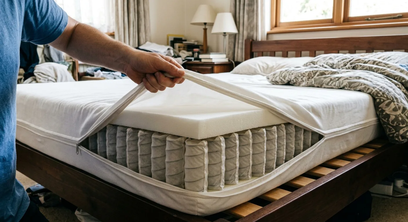 Ressorts ensachés du matelas hybride 160x200 sous la housse