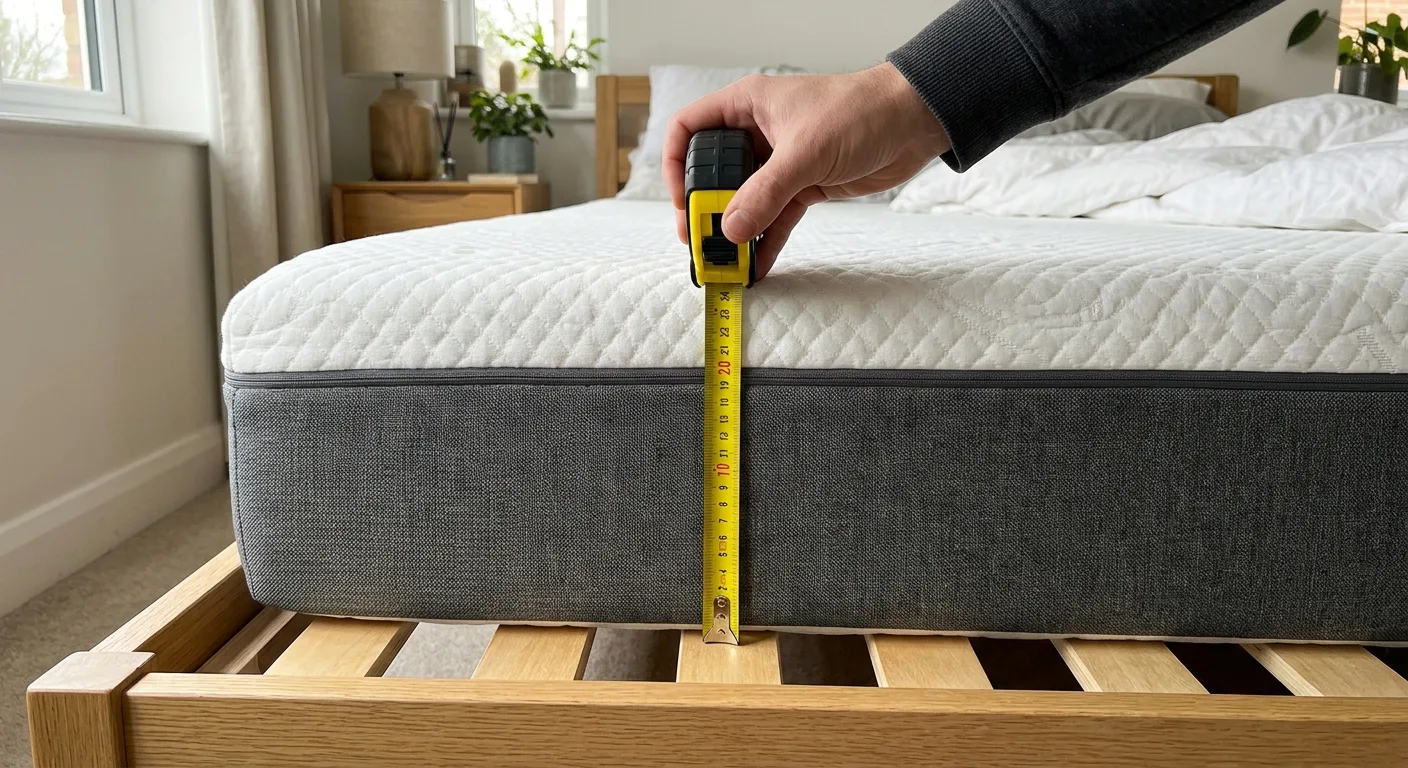 Mètre ruban mesurant l'épaisseur du matelas hybride TXO